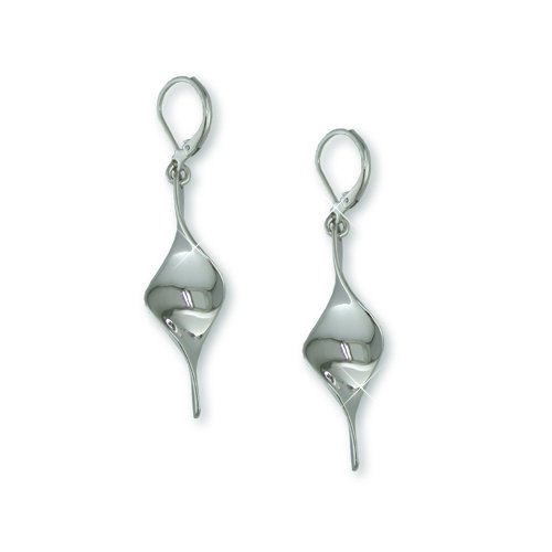 Twisted Rhodium Bar Earrings