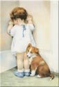 Girl and Puppy Ice Box Magnet #M554