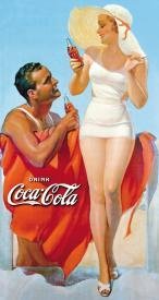 Coke Man & Woman Beach Tin Sign #1051