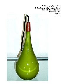 Danish Hanging Light Fixture with teak ceiling cap.