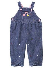 Tiny Hearts Embroidered Heart Overall sz 3-6 mo