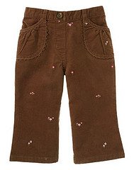 Pretty In Plums Brown Embroidered Velveteen Flare Pants sz 18-24 EUC