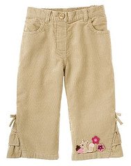 Pretty In Plums Khaki Ruffle Hem Squirrel Flare Pant sz 18-24 EUC