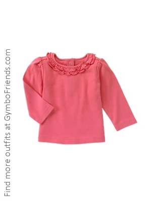 Primrose Pink Ls Ruffle Collar Tee 2T EUC