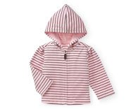 $9.00 EUC City Sidewalk Pink Hooded Velour Cardigan 3-6