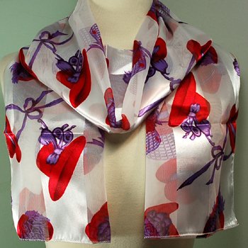 Silk Scarf White - Red Hatter Scarf