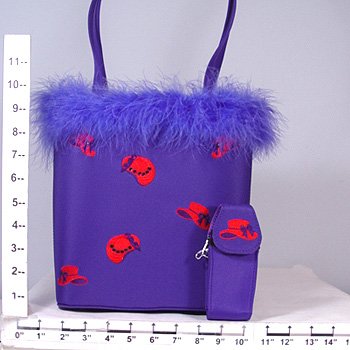 Feather Trim Purple Purse
