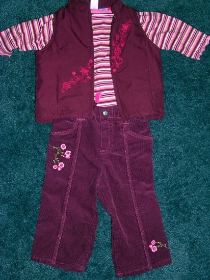 Carter's 3pc cords,vest, top set 12 months