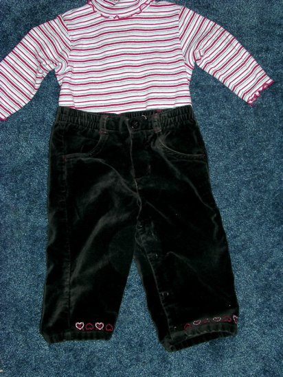 3pc heart pants and sweater set EUC 12 months