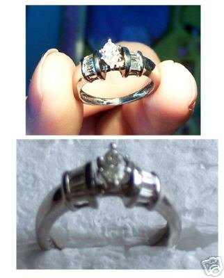 Women's Platinum and Diamond Engagement Ring Size 6
