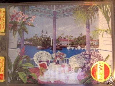 NEW 8'' X 6'' Painted Tile -- Cafe Table Tropical Scene