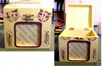 Cat & Fish Bone Photo Frame Box NEW