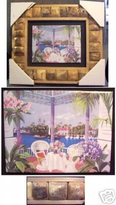 15' X 13' Framed Painted Tile--Gazebo, Water Scene