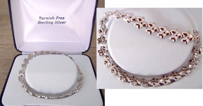 Childs Sterling Silver Floral Design Bracelet NEW