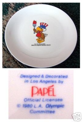 Sam the Olympic Eagle 1984 LA USA Olympics Torch Plate
