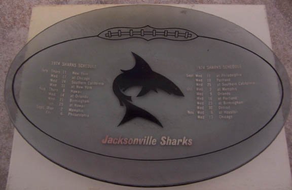 1974 WFL Jacksonville Sharks Schedule Football Plate