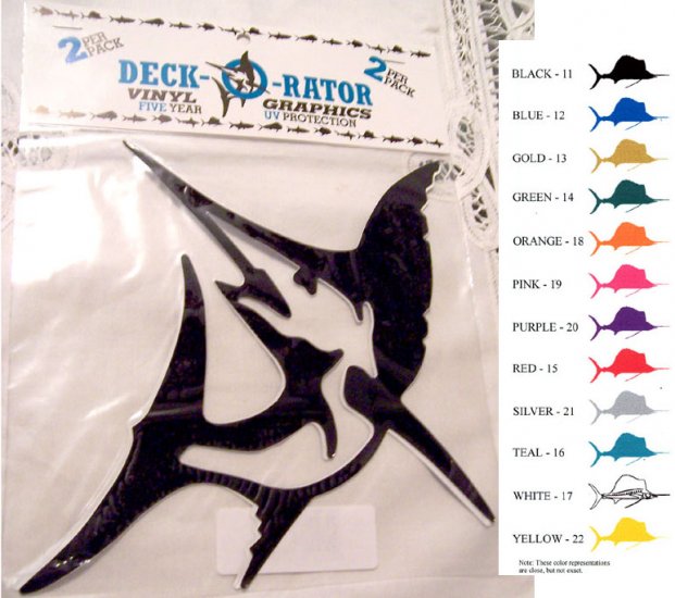Jumping Sailfish Vinyl 2 pack Decal Red