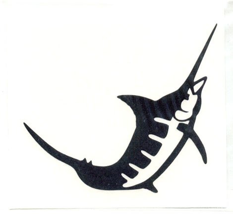 Marlin Single Jumping Vinyl Decal Left Facing Gold