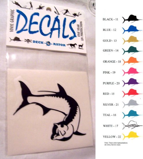 Single Small Jumping Tarpon Vinyl Decal White Left Facing