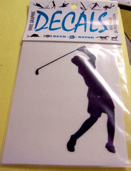 Female Golfer Vinyl Decal Gold Small