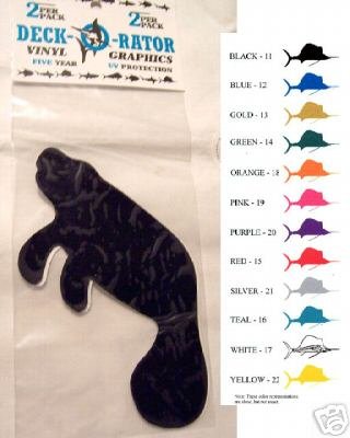 Manatee Vinyl Decal 2 pack Blue