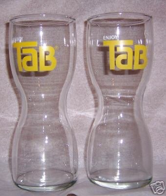 Pair of vintage ""Enjoy Tab"" Hourglass 12oz Glasses