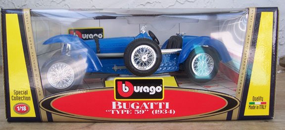 Bburago 1934 Bugatti ""Type 59"" Blue 1:18 Diecast New in Box