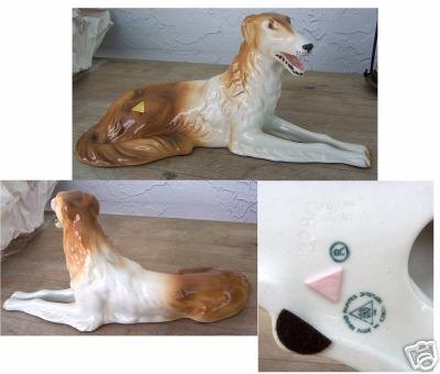 Royal Dux Bohemia Large Borzoi Dog Mint Condition