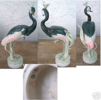 Royal Dux Crowned Bird Standing on Base Mint Condition