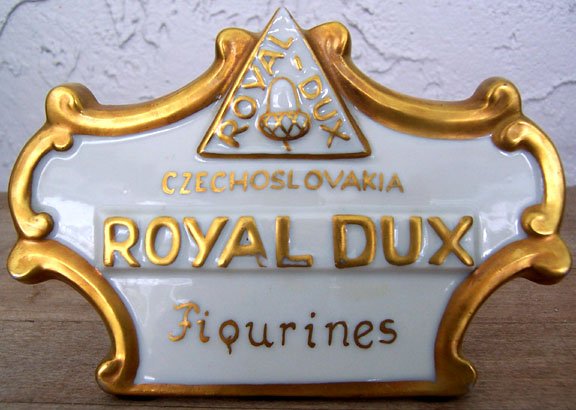 Royal Dux Figurines Store Display Sign Excellent Condition