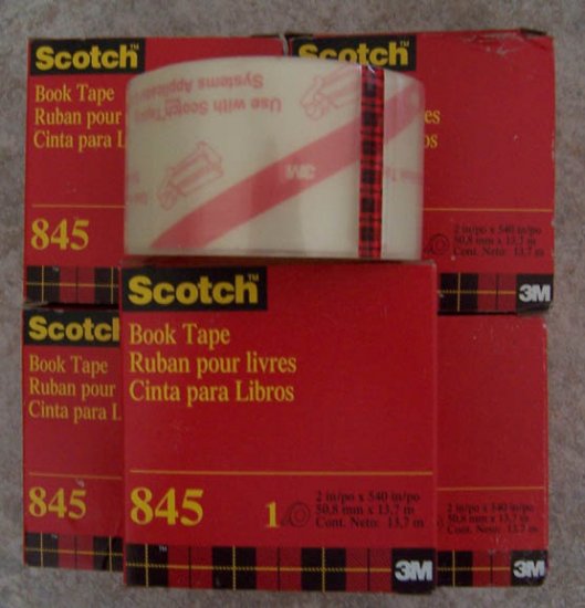 5 Rolls Scotch Transparent Book Tape #845 NEW in Box