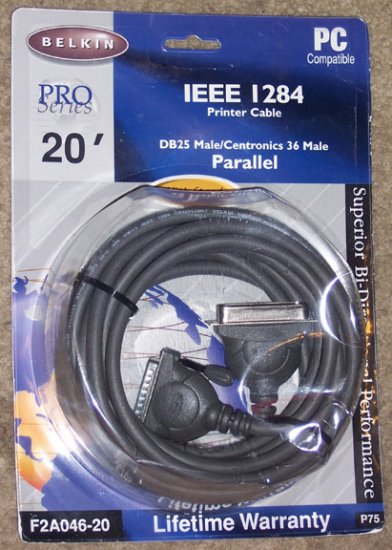 NEW Belkin Pro Series IEEE 1284 Printer Cable 20'