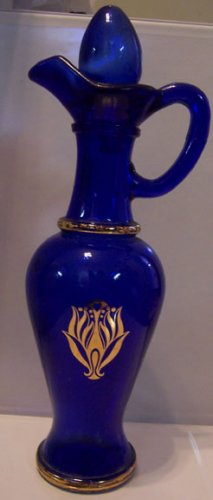 Avon Cobalt Blue Decanter with gold Peacock