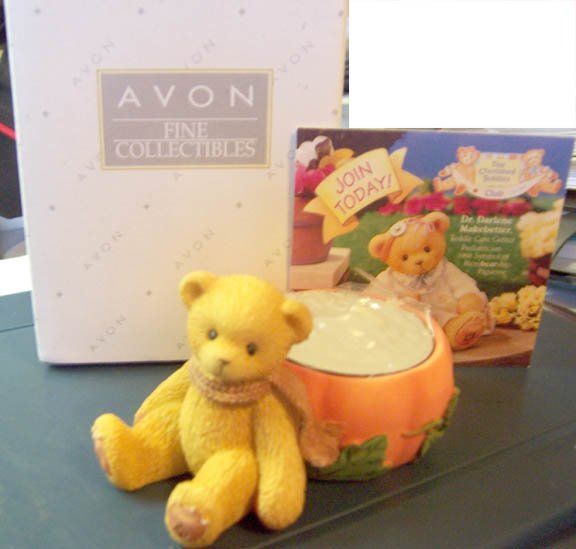 Avon Collectible Cherished Teddies #470333 Pumpkin Bear Tea Light