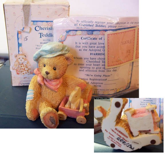 Cherished Teddies #911739 Harrison w/wagon glued