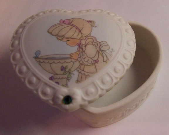Precious Moments 1996 May Heart Shaped Trinket Box