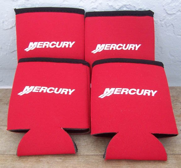 4 new Mercury Marine red, white and black can koozies