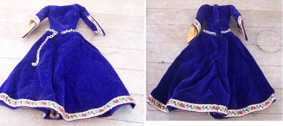 Vintage Barbie Guinevere Gown Blue Velvet with Trim