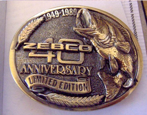 Zebco 40th anniversary belt buckle NEW in Package