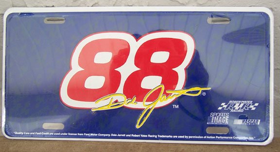 NASCAR #88 Dale Jarrett Metal License Tag