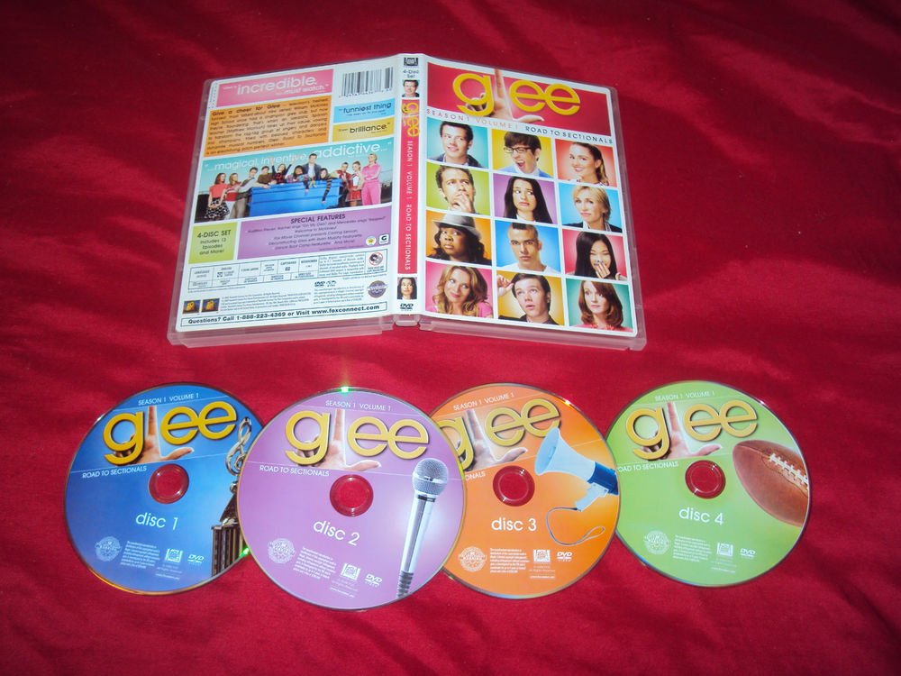 GLEE VOL. 1 SEASON 1 ROAD TO SECTIONALS 4 DVD DISCS CASE & ART NRMINT TO MINT