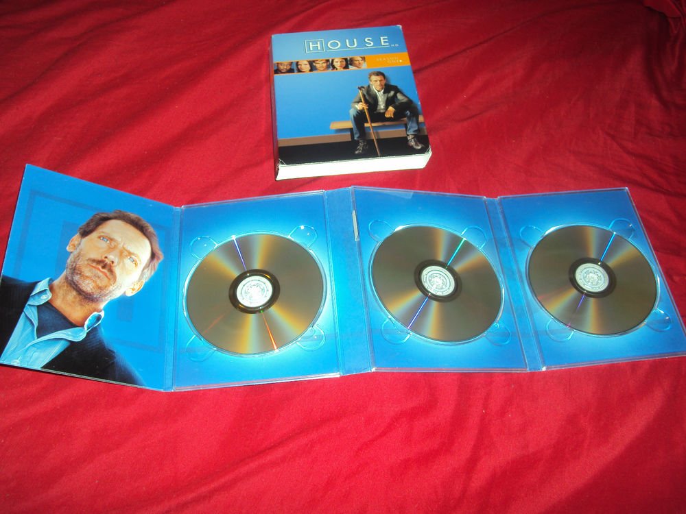 HOUSE SEASON ONE 1 DVD 6 DUAL SIDE DISCS SLIP COVER & ART DISC CASE NRMNT TO VG