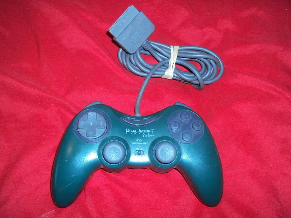 PLAYSTATION PS1 CONTROLLER Performance Dual Impact Colors P-117 VG CONDITION