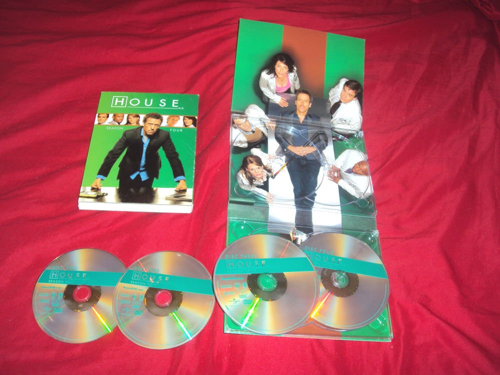HOUSE SEASON 4 FOUR DVD 4 DISCS BOX ART & DISC ART CASE NEAR MINT TO VERY GOOD