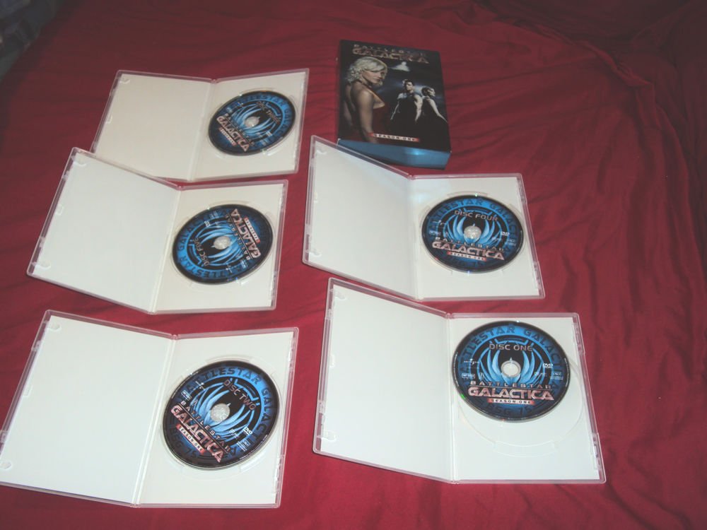 BATTLESTAR GALACTICA SEASON 1 ONE DVD 5 DISCS BOX ART CASES & ART MINT TO NRMNT