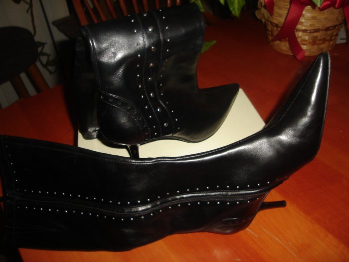 Michael Kors Black Leather Studded Boots