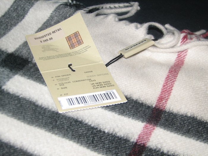 Authentic Burberry Cashmere Giant Check Scarf (Ivory)