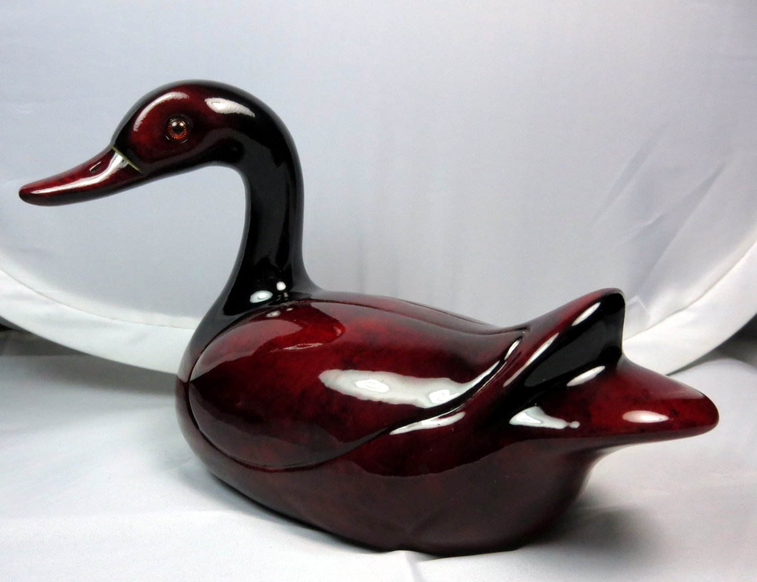 LIKE NEW*VINTAGE*1970*KANADOU*FRANCE*CERAMIC DUCK*RICH MULTI DEEP RED GLAZE*COLORED CONTOURED BODY*