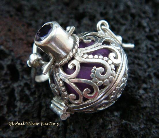 925 Silver & Amethyst 18MM Harmony Ball Pendant HB-295-KT