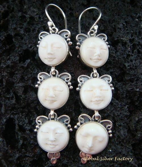 925 Silver Triple Face Goddess Earrings GDE-924-NY